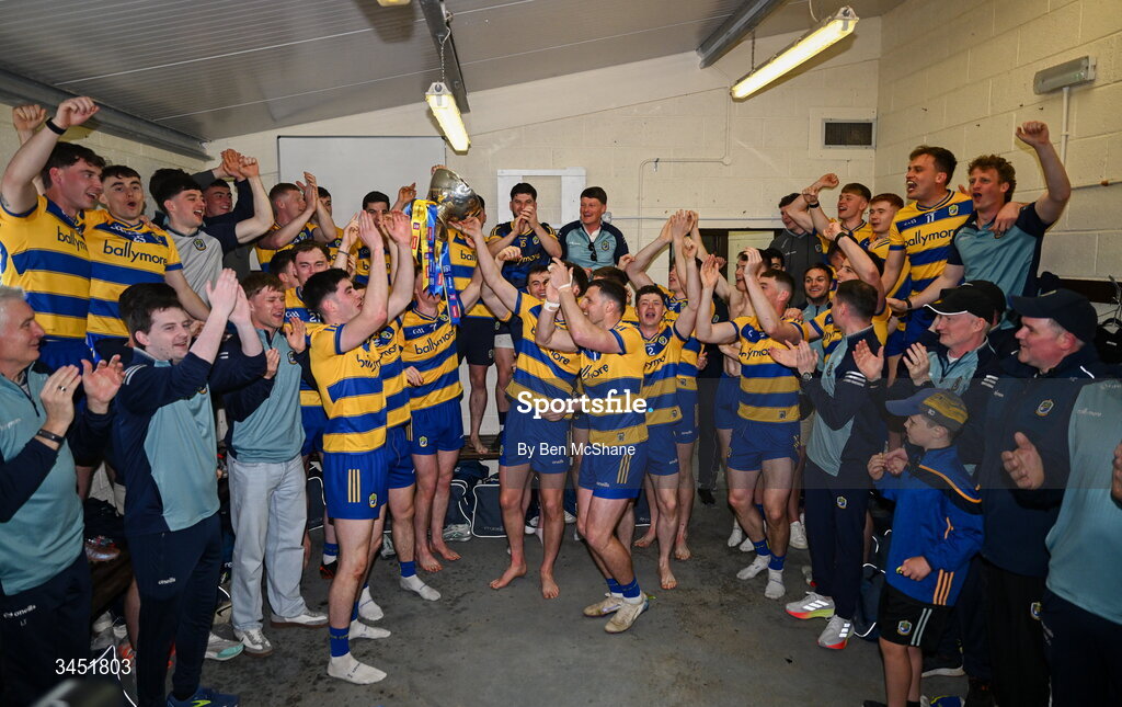 10 May 2026; Roscommon players celebrate with the Nestor Cup in the dressing room after the Connacht GAA Football Senior Championship final match between Roscommon and Galway at King & Moffatt Dr Hyde Park in Roscommon. Photo by Ben McShane/Sportsfile