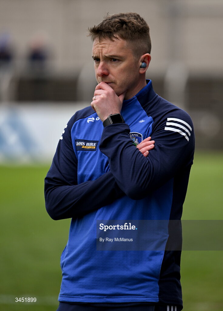10 May 2026; Laois selector Ross Munnelly near the end of the Táilteann Cup round 1 match between Laois and Wicklow at Laois Hire O'Moore Park in Portlaoise, Laois. Photo by Ray McManus/Sportsfile