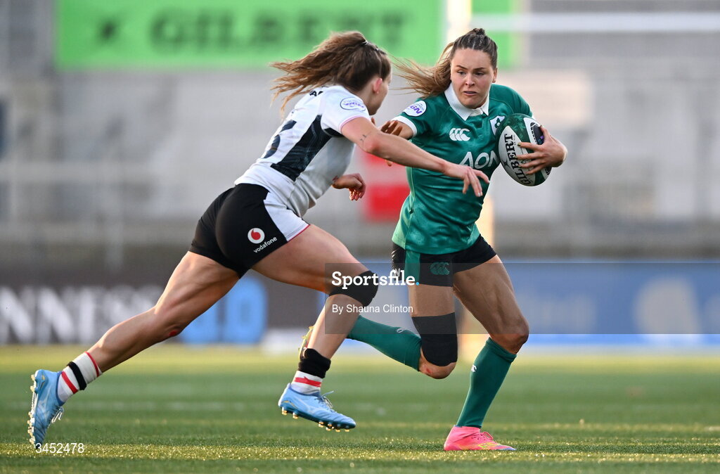 9 May 2026; Béibhinn Parsons of Ireland during the Women's 6 Nations Rugby Championship match between Ireland and Wales at Affidea Stadium in Belfast. Photo by Shauna Clinton/Sportsfile