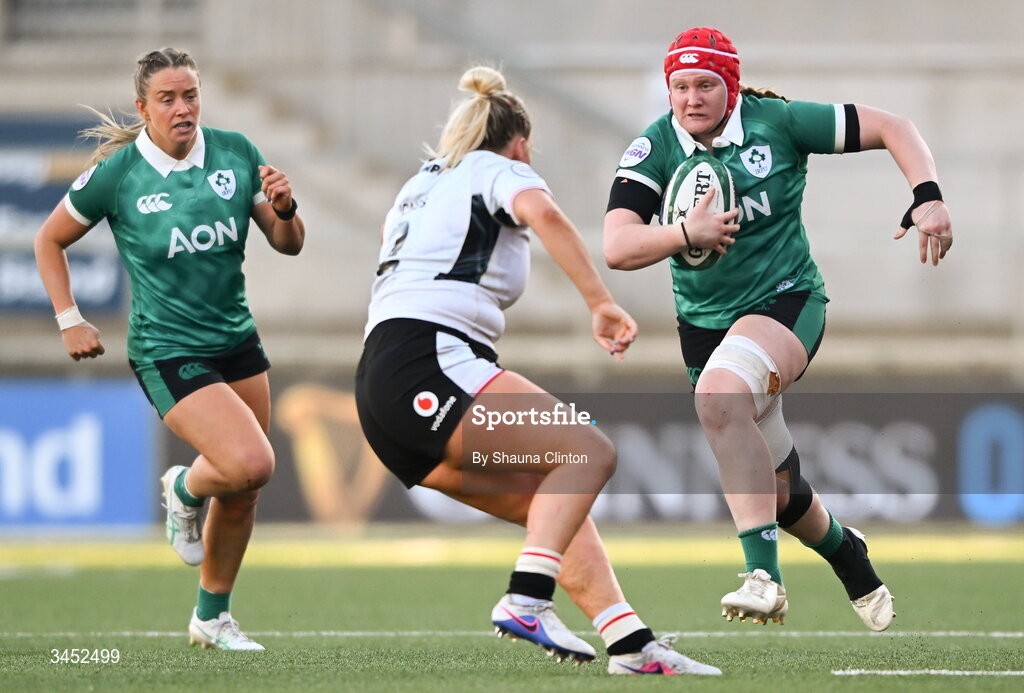 9 May 2026; Aoife Wafer of Ireland during the Women's 6 Nations Rugby Championship match between Ireland and Wales at Affidea Stadium in Belfast. Photo by Shauna Clinton/Sportsfile