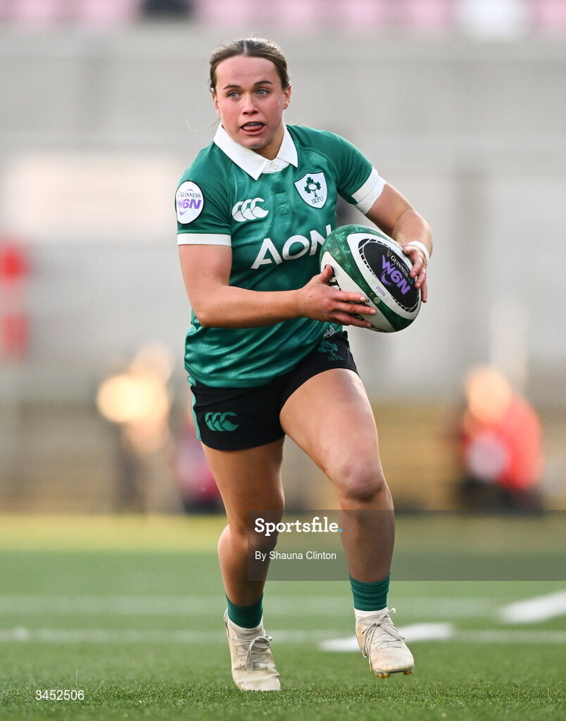 9 May 2026; Robyn O'Connor of Ireland during the Women's 6 Nations Rugby Championship match between Ireland and Wales at Affidea Stadium in Belfast. Photo by Shauna Clinton/Sportsfile