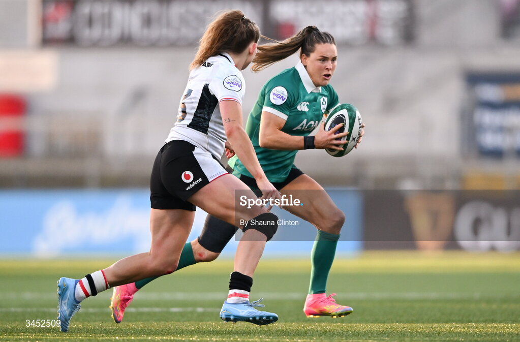 9 May 2026; Béibhinn Parsons of Ireland during the Women's 6 Nations Rugby Championship match between Ireland and Wales at Affidea Stadium in Belfast. Photo by Shauna Clinton/Sportsfile