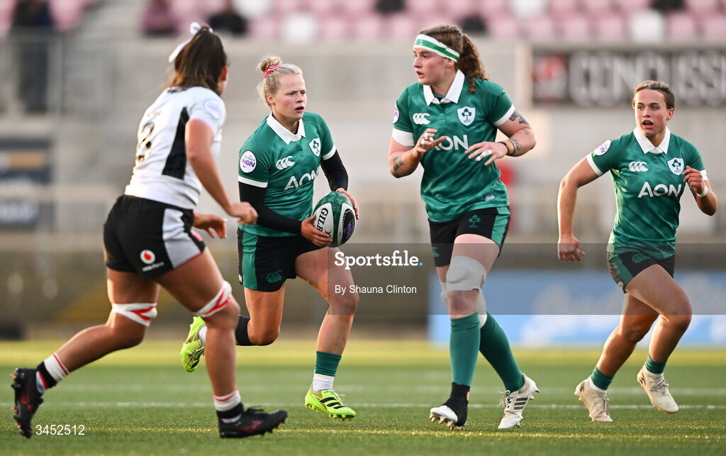 9 May 2026; Dannah O'Brien of Ireland during the Women's 6 Nations Rugby Championship match between Ireland and Wales at Affidea Stadium in Belfast. Photo by Shauna Clinton/Sportsfile