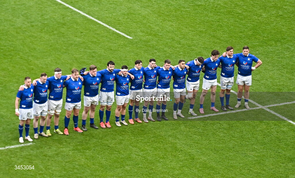 26 April 2026; The St Mary's College RFC team ahead of the Energia Men's All-Ireland League Division 1A final match between Clontarf FC and St Mary's College RFC at the Aviva Stadium in Dublin. Photo by Daire Brennan/Sportsfile