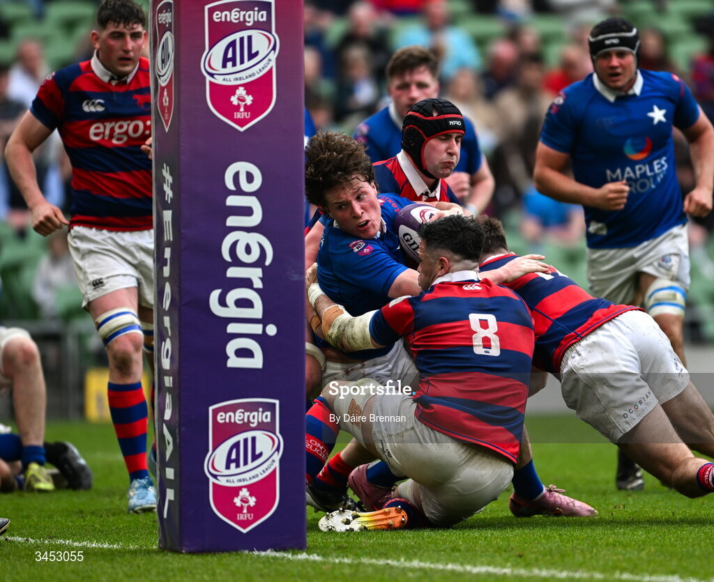 26 April 2026; Myles Carey of St Mary's College RFC during the Energia Men's All-Ireland League Division 1A final match between Clontarf FC and St Mary's College RFC at the Aviva Stadium in Dublin. Photo by Daire Brennan/Sportsfile