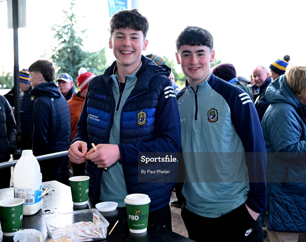 13 May 2026; Roscommon minor footballers James O'Brien and Shane Carroll before the Dalata Hotel Group GAA Football All-Ireland U20 Championship semi-final match between Kerry and Roscommon at FBD Semple Stadium in Thurles, Tipperary. Photo by Paul Phelan/Sportsfile