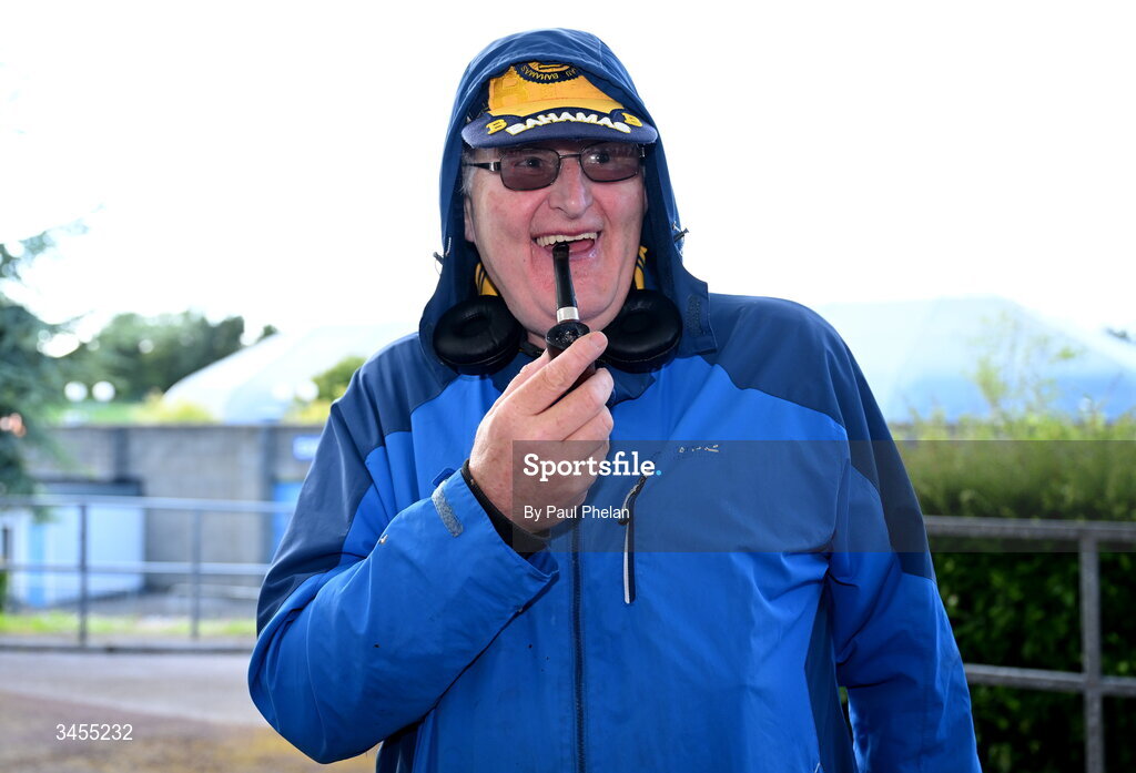 13 May 2026; Malachy Fallon, from Elphin, Roscommon, smokes a pipe before the Dalata Hotel Group GAA Football All-Ireland U20 Championship semi-final match between Kerry and Roscommon at FBD Semple Stadium in Thurles, Tipperary. Photo by Paul Phelan/Sportsfile