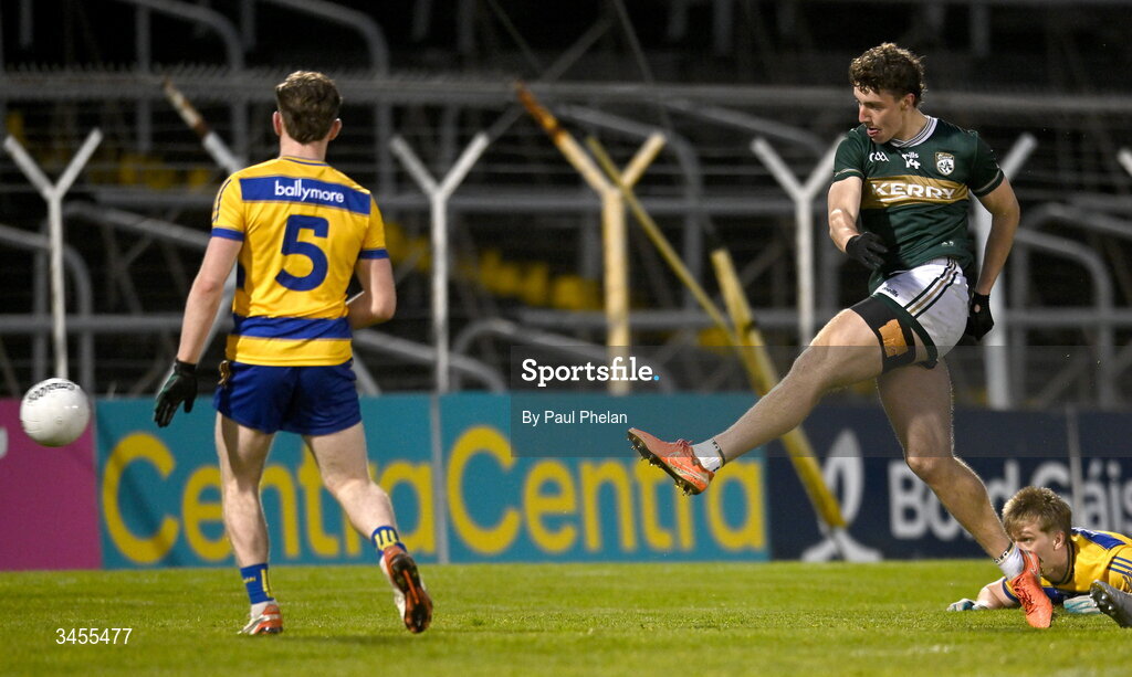 13 May 2026; Tomás Kennedy of Kerry scores his side's third goal during the Dalata Hotel Group GAA Football All-Ireland U20 Championship semi-final match between Kerry and Roscommon at FBD Semple Stadium in Thurles, Tipperary. Photo by Paul Phelan/Sportsfile