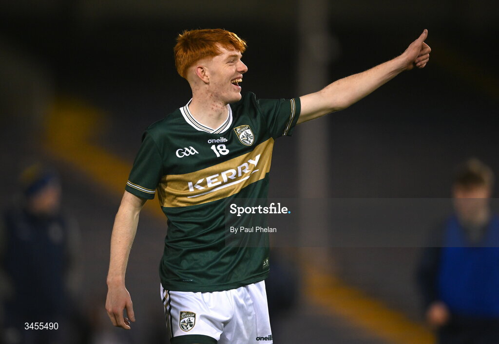 13 May 2026; Jack Joy of Kerry celebrates after the Dalata Hotel Group GAA Football All-Ireland U20 Championship semi-final match between Kerry and Roscommon at FBD Semple Stadium in Thurles, Tipperary. Photo by Paul Phelan/Sportsfile