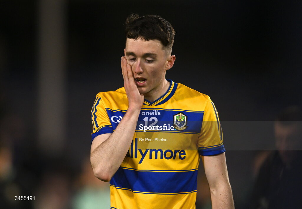 13 May 2026; Eoin Collins of Roscommon reacts after the Dalata Hotel Group GAA Football All-Ireland U20 Championship semi-final match between Kerry and Roscommon at FBD Semple Stadium in Thurles, Tipperary. Photo by Paul Phelan/Sportsfile
