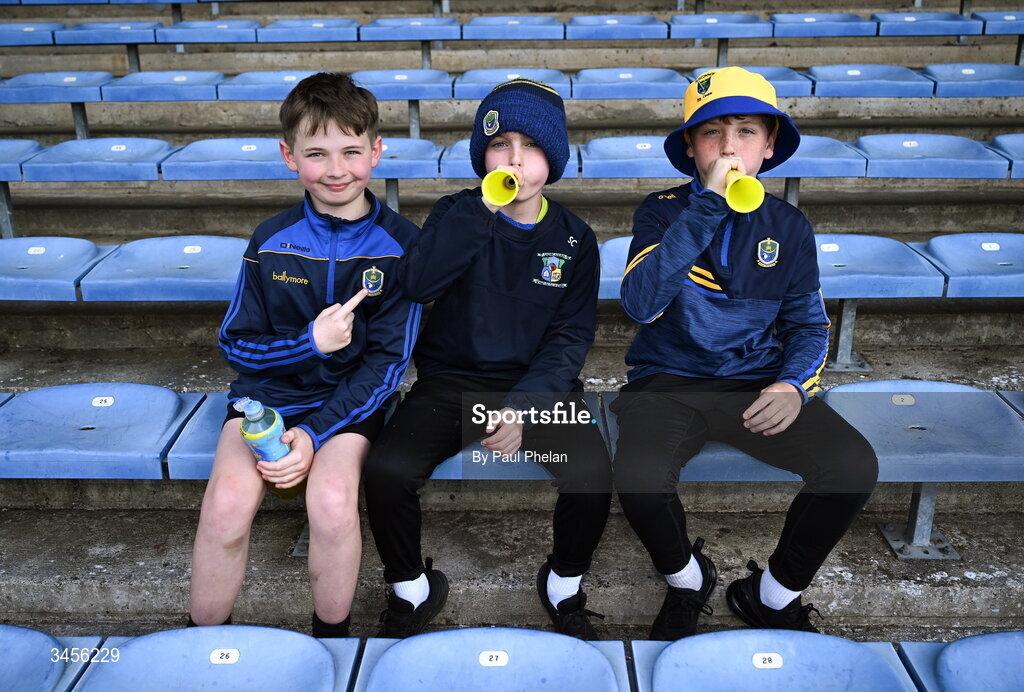 13 May 2026; Roscommon supporters, from left, Marley Reseigh, Simon Coyle and Donnacha Finneran before the Dalata Hotel Group GAA Football All-Ireland U20 Championship semi-final match between Kerry and Roscommon at FBD Semple Stadium in Thurles, Tipperary. Photo by Paul Phelan/Sportsfile
