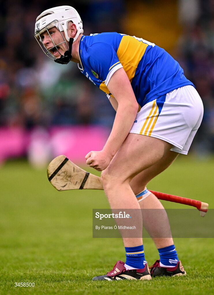15 May 2026; Zach O'Keeffe of Tipperary celebrates after his side's victory in the Electric Ireland Munster GAA Minor Hurling Championship final match between Tipperary and Limerick at FBD Semple Stadium in Thurles, Tipperary. Photo by Piaras Ó Mídheach/Sportsfile