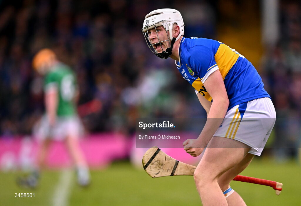 15 May 2026; Zach O'Keeffe of Tipperary celebrates after his side's victory in the Electric Ireland Munster GAA Minor Hurling Championship final match between Tipperary and Limerick at FBD Semple Stadium in Thurles, Tipperary. Photo by Piaras Ó Mídheach/Sportsfile