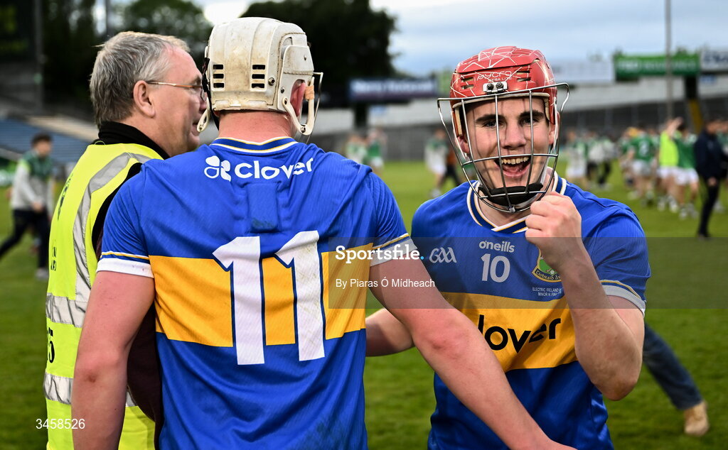 15 May 2026; Conor Kennedy of Tipperary celebrates after his side's victory in the Electric Ireland Munster GAA Minor Hurling Championship final match between Tipperary and Limerick at FBD Semple Stadium in Thurles, Tipperary. Photo by Piaras Ó Mídheach/Sportsfile