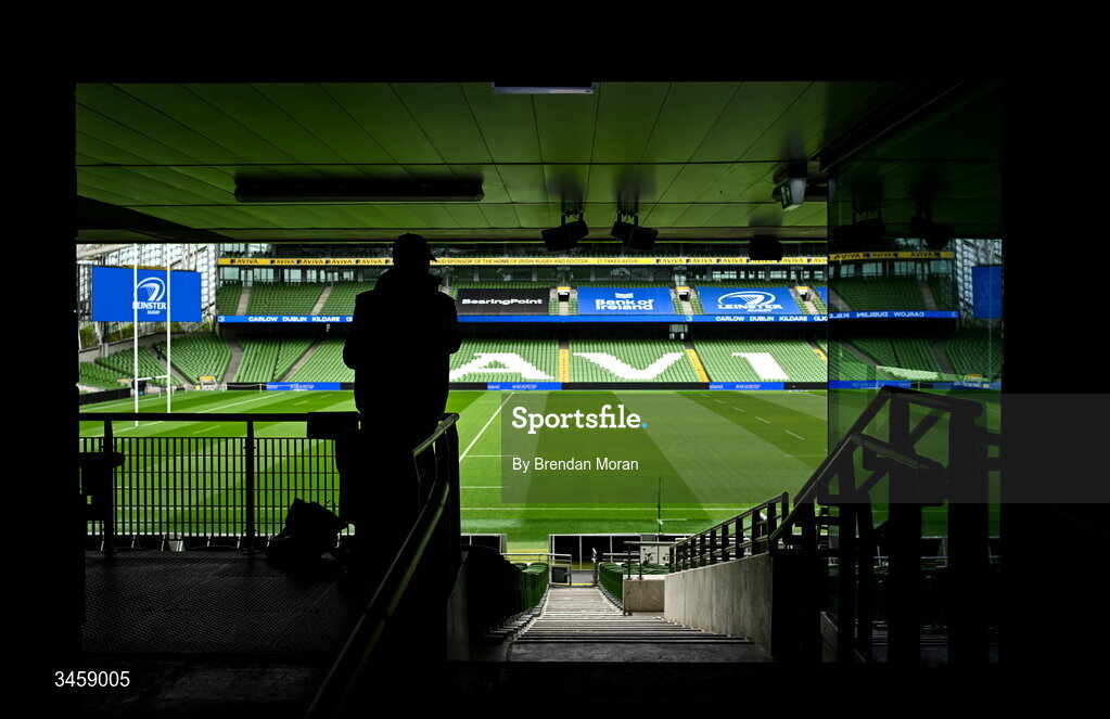 16 May 2026; A general view inside the stadium before the United Rugby Championship match between Leinster and Ospreys at the Aviva Stadium in Dublin. Photo by Brendan Moran/Sportsfile