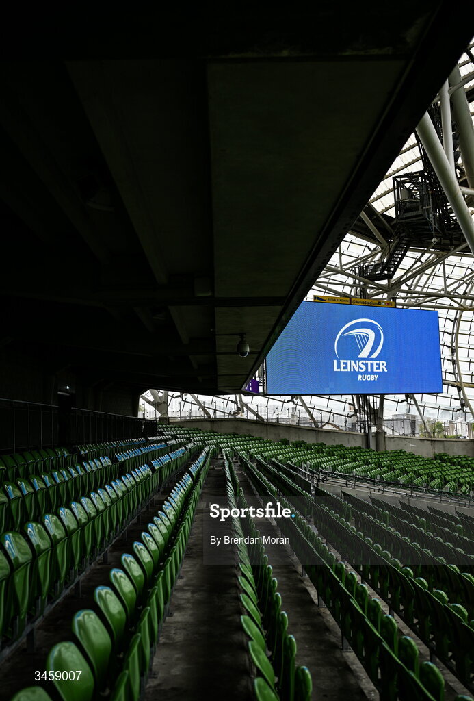 16 May 2026; A general view inside the stadium before the United Rugby Championship match between Leinster and Ospreys at the Aviva Stadium in Dublin. Photo by Brendan Moran/Sportsfile