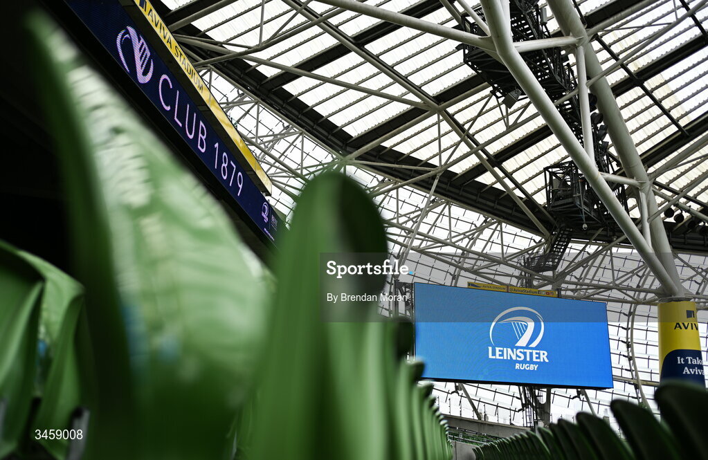 16 May 2026; A general view inside the stadium before the United Rugby Championship match between Leinster and Ospreys at the Aviva Stadium in Dublin. Photo by Brendan Moran/Sportsfile