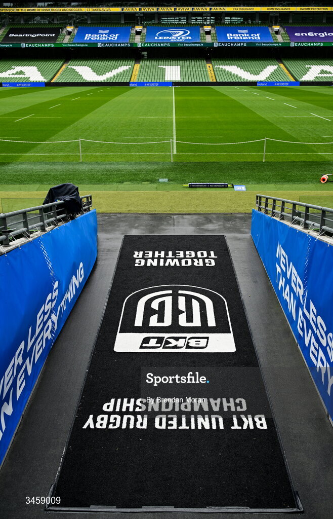16 May 2026; A general view inside the stadium before the United Rugby Championship match between Leinster and Ospreys at the Aviva Stadium in Dublin. Photo by Brendan Moran/Sportsfile