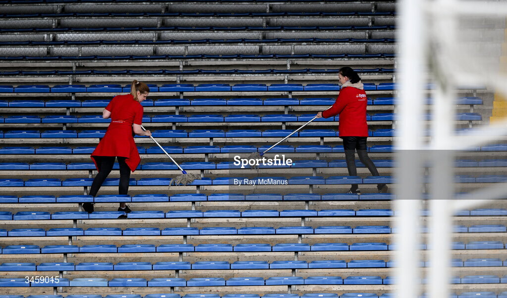 16 May 2026; Event custodians attends to seats in the stand before the Munster GAA Senior Hurling Championship Round 4 match between Tipperary and Clare at FBD Semple Stadium in Thurles, Tipperary. Photo by Ray McManus/Sportsfile