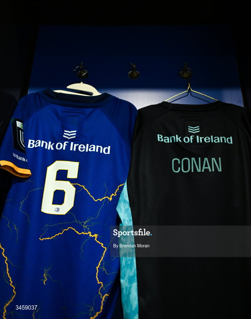 16 May 2026; The jersey of captain Jack Conan in the Leinster dressingroom before the United Rugby Championship match between Leinster and Ospreys at the Aviva Stadium in Dublin. Photo by Brendan Moran/Sportsfile
