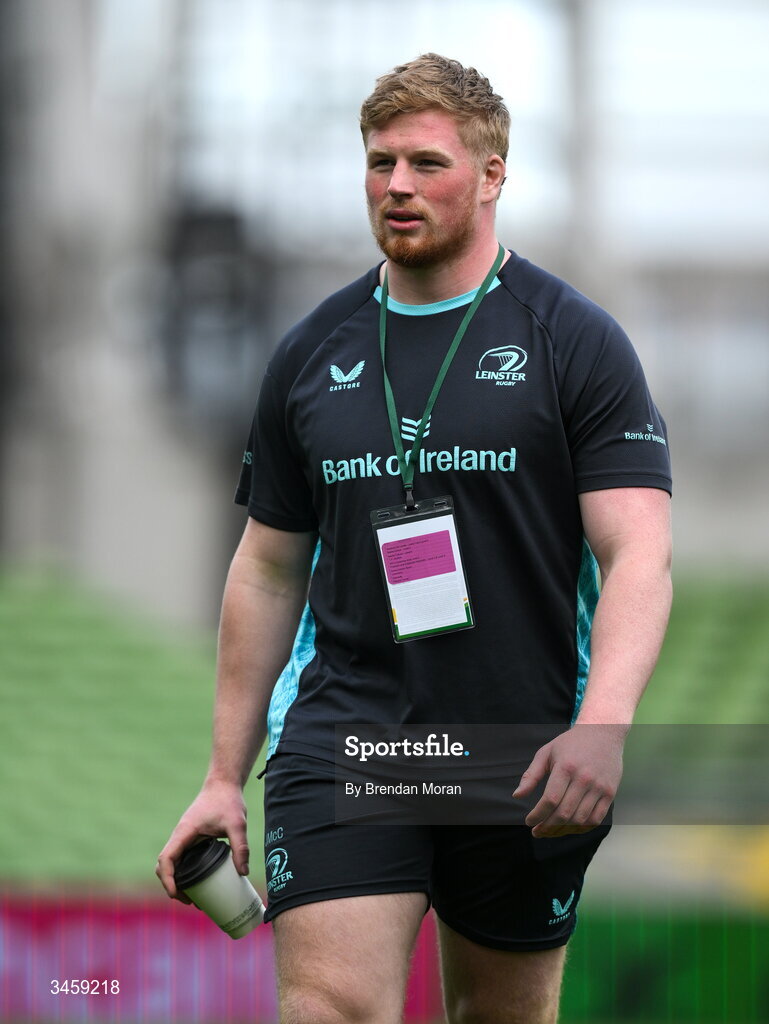 16 May 2026; Paddy McCarthy of Leinster walks the pitch before the United Rugby Championship match between Leinster and Ospreys at the Aviva Stadium in Dublin. Photo by Brendan Moran/Sportsfile