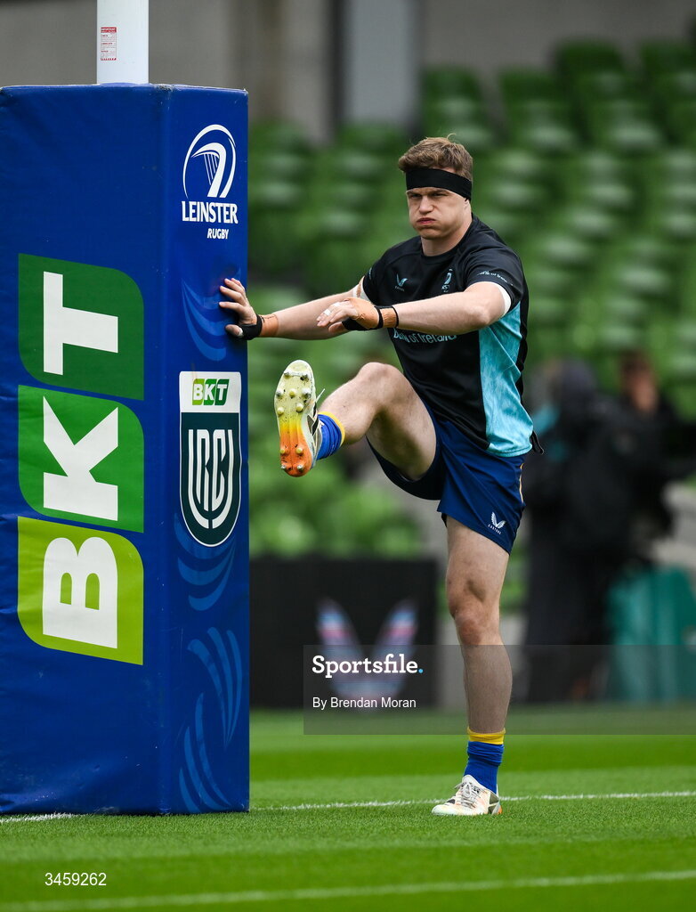 16 May 2026; Josh van der Flier of Leinster warms up before the United Rugby Championship match between Leinster and Ospreys at the Aviva Stadium in Dublin. Photo by Brendan Moran/Sportsfile