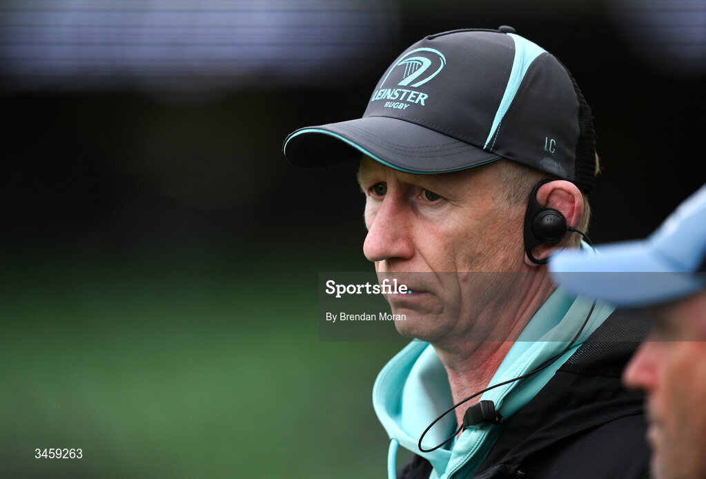 16 May 2026; Leinster head coach Leo Cullen before the United Rugby Championship match between Leinster and Ospreys at the Aviva Stadium in Dublin. Photo by Brendan Moran/Sportsfile