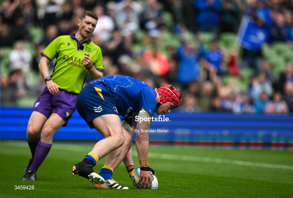 16 May 2026; Josh van der Flier of Leinster scores his side's third try during the United Rugby Championship match between Leinster and Ospreys at the Aviva Stadium in Dublin. Photo by Brendan Moran/Sportsfile