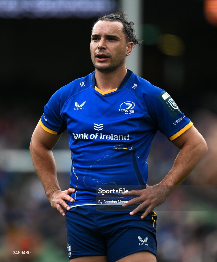16 May 2026; James Lowe of Leinster during the United Rugby Championship match between Leinster and Ospreys at the Aviva Stadium in Dublin. Photo by Brendan Moran/Sportsfile