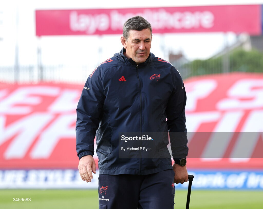 16 May 2026; Munster head coach Clayton McMillan arrives before the United Rugby Championship match between Munster and Lions at Thomond Park in Limerick. Photo by Michael P Ryan/Sportsfile