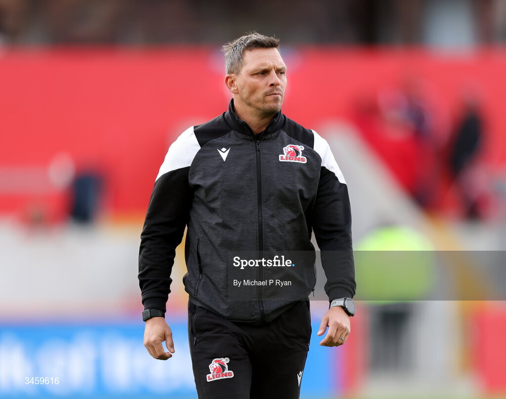 16 May 2026; Lions head coach Ivan van Rooyen before the United Rugby Championship match between Munster and Lions at Thomond Park in Limerick. Photo by Michael P Ryan/Sportsfile