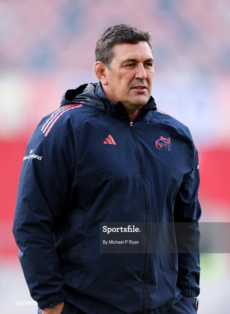 16 May 2026; Munster head coach Clayton McMillan before the United Rugby Championship match between Munster and Lions at Thomond Park in Limerick. Photo by Michael P Ryan/Sportsfile
