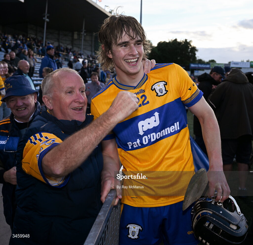 16 May 2026; Man of the match Diarmuid Stritch of Clare with supporters after the Munster GAA Senior Hurling Championship Round 4 match between Tipperary and Clare at FBD Semple Stadium in Thurles, Tipperary. Photo by Ray McManus/Sportsfile