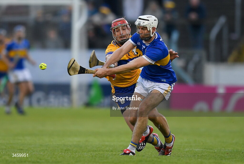 16 May 2026; Craig Morgan of Tipperary in action against Peter Duggan of Clare during the Munster GAA Senior Hurling Championship Round 4 match between Tipperary and Clare at FBD Semple Stadium in Thurles, Tipperary. Photo by John Sheridan/Sportsfile