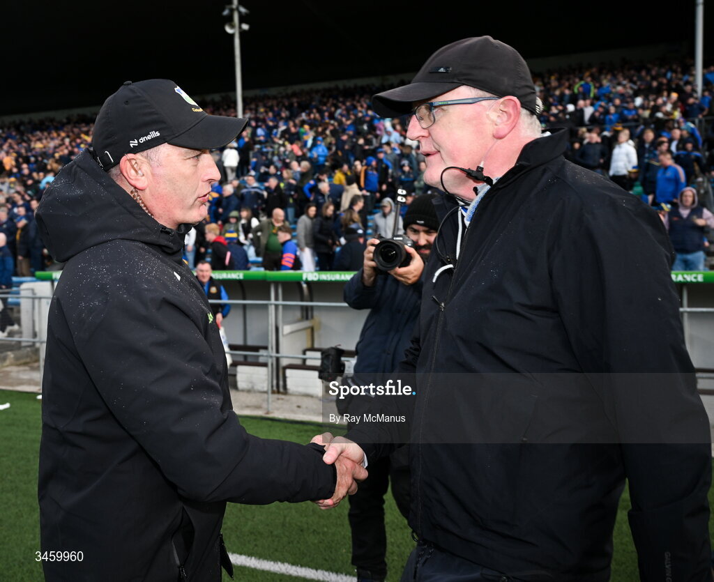 16 May 2026; The two managers, Tipperary manager Liam Cahill and Clare manager Brian Lohan after the Munster GAA Senior Hurling Championship Round 4 match between Tipperary and Clare at FBD Semple Stadium in Thurles, Tipperary. Photo by Ray McManus/Sportsfile