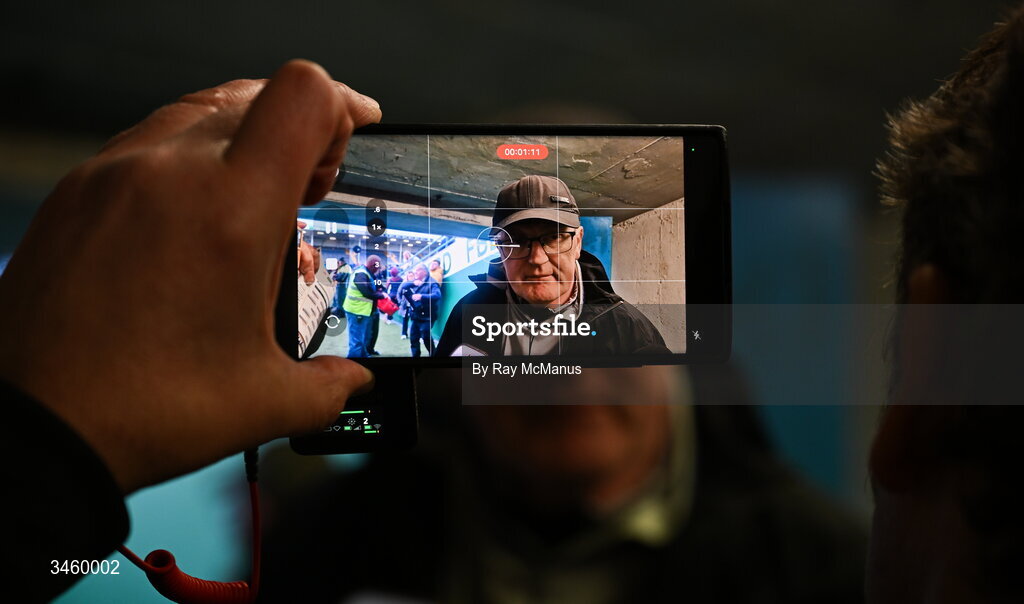 16 May 2026; Clare manager Brian Lohan is interviewed by 'by reporters after the Munster GAA Senior Hurling Championship Round 4 match between Tipperary and Clare at FBD Semple Stadium in Thurles, Tipperary. Photo by Ray McManus/Sportsfile