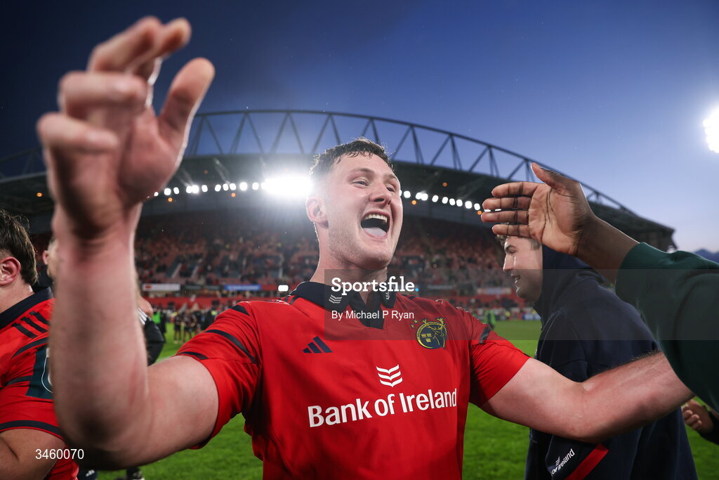 16 May 2026; Evan O'Connell of Munster after the United Rugby Championship match between Munster and Lions at Thomond Park in Limerick. Photo by Michael P Ryan/Sportsfile