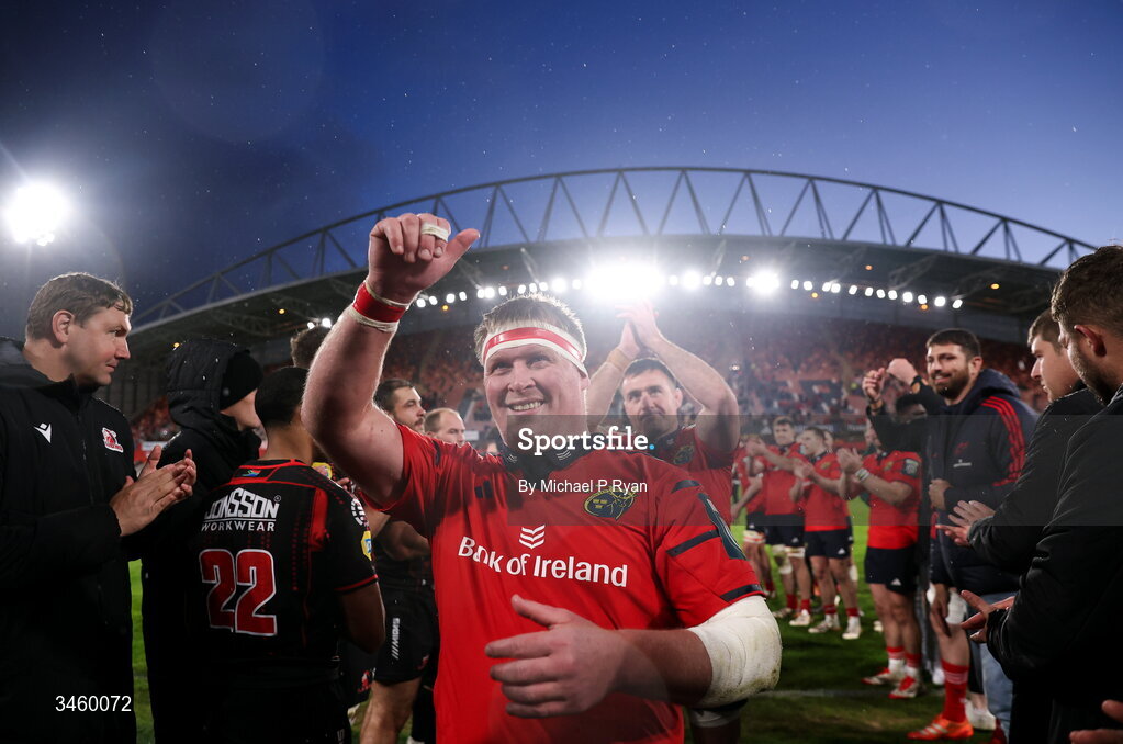 16 May 2026; John Ryan of Munster after the United Rugby Championship match between Munster and Lions at Thomond Park in Limerick. Photo by Michael P Ryan/Sportsfile