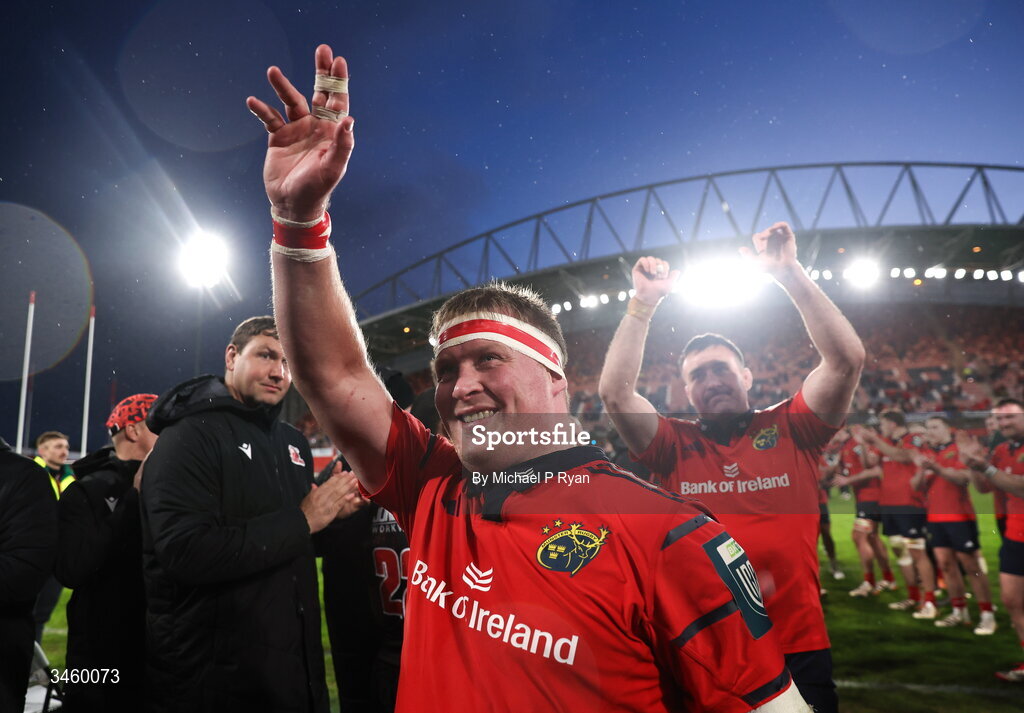 16 May 2026; John Ryan of Munster after the United Rugby Championship match between Munster and Lions at Thomond Park in Limerick. Photo by Michael P Ryan/Sportsfile