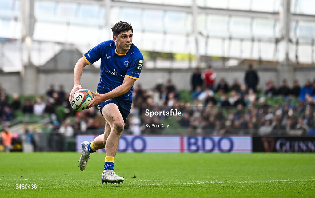 16 May 2026; Jimmy O'Brien of Leinster during the United Rugby Championship match between Leinster and Ospreys at the Aviva Stadium in Dublin. Photo by Seb Daly/Sportsfile