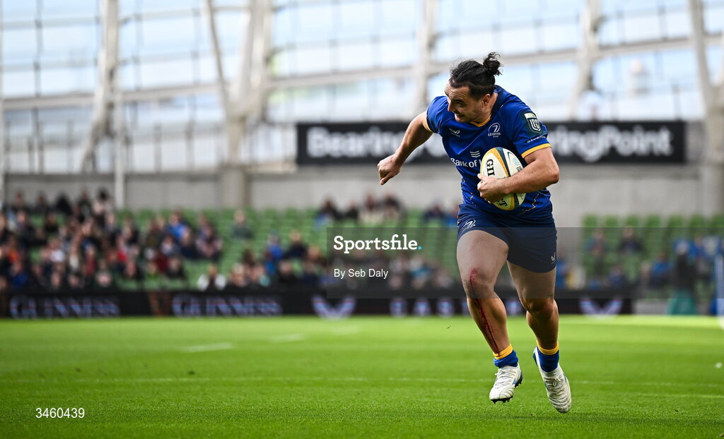 16 May 2026; James Lowe of Leinster during the United Rugby Championship match between Leinster and Ospreys at the Aviva Stadium in Dublin. Photo by Seb Daly/Sportsfile