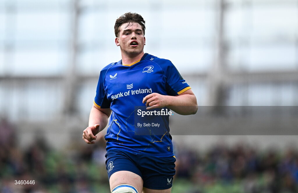 16 May 2026; Diarmuid Mangan of Leinster during the United Rugby Championship match between Leinster and Ospreys at the Aviva Stadium in Dublin. Photo by Seb Daly/Sportsfile