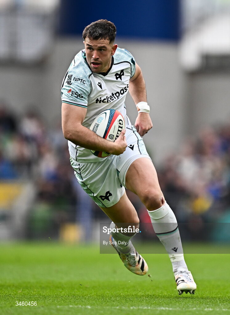 16 May 2026; Owen Watkin of Ospreys during the United Rugby Championship match between Leinster and Ospreys at the Aviva Stadium in Dublin. Photo by Seb Daly/Sportsfile