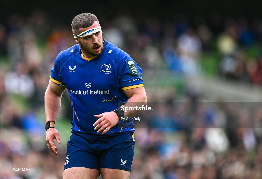 16 May 2026; Jerry Cahir of Leinster during the United Rugby Championship match between Leinster and Ospreys at the Aviva Stadium in Dublin. Photo by Seb Daly/Sportsfile