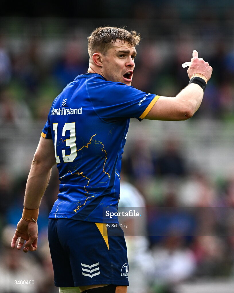 16 May 2026; Garry Ringrose of Leinster during the United Rugby Championship match between Leinster and Ospreys at the Aviva Stadium in Dublin. Photo by Seb Daly/Sportsfile