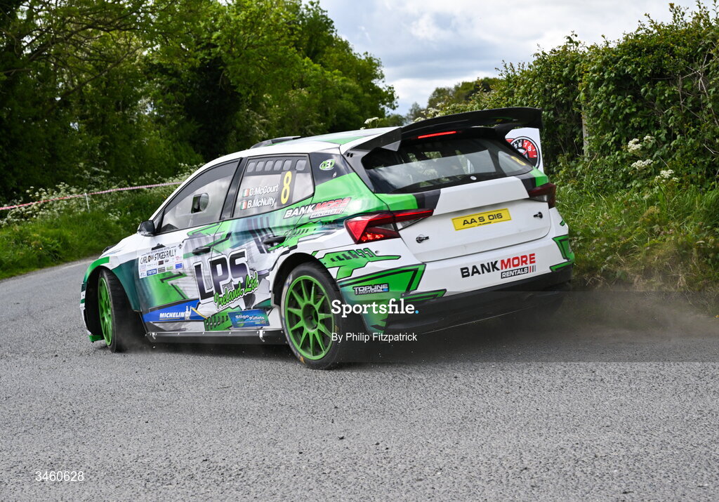 17 May 2026; Cathan McCourt and Barry McNulty compete in their Skoda Fabia RS Rally2 during the Carlow Stages Rally, Round 4 of the Triton Showers National Rally Championship, in Carlow. Photo by Philip Fitzpatrick/Sportsfile