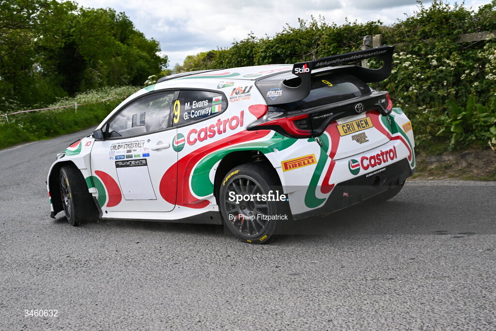 17 May 2026; Meirion Evans and Ger Conway compete in their Toyota GR Yaris Rally2 during the Carlow Stages Rally, Round 4 of the Triton Showers National Rally Championship, in Carlow. Photo by Philip Fitzpatrick/Sportsfile