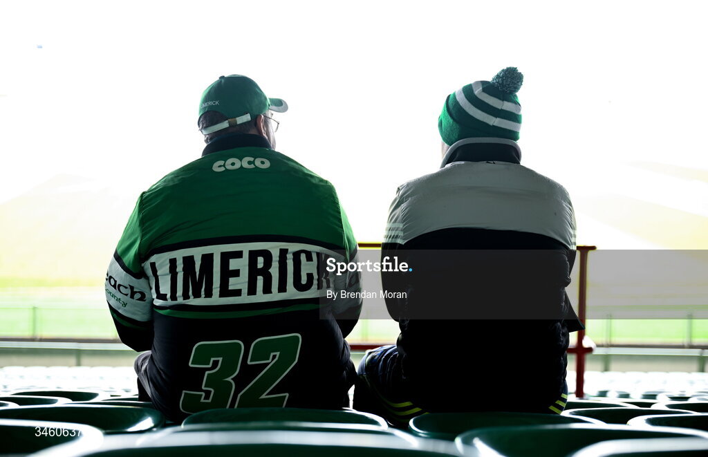 17 May 2026; Limerick supporters take their seats in the main stand before the Munster GAA Senior Hurling Championship Round 4 match between Limerick and Waterford at TUS Gaelic Grounds in Limerick. Photo by Brendan Moran/Sportsfile
