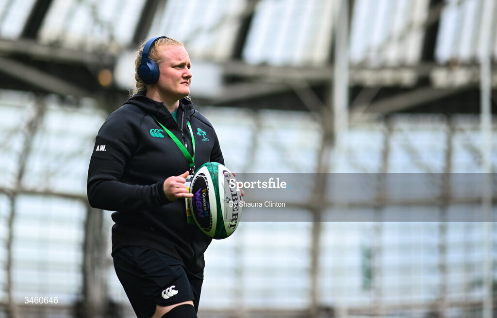 17 May 2026; Aoife Wafer of Ireland before the Women's 6 Nations Rugby Championship match between Ireland and Scotland at the Aviva Stadium in Dublin. Photo by Shauna Clinton/Sportsfile
