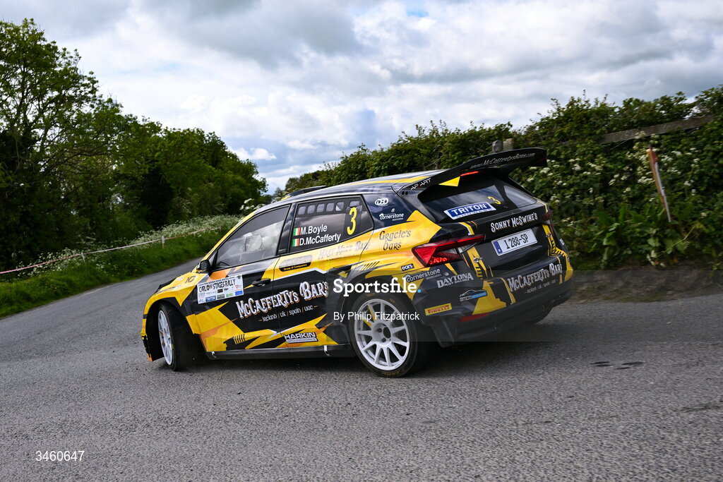 17 May 2026; Michael Boyle and Dermot McCafferty compete in their Skoda Fabia RS Rally2 during the Carlow Stages Rally, Round 4 of the Triton Showers National Rally Championship, in Carlow. Photo by Philip Fitzpatrick/Sportsfile